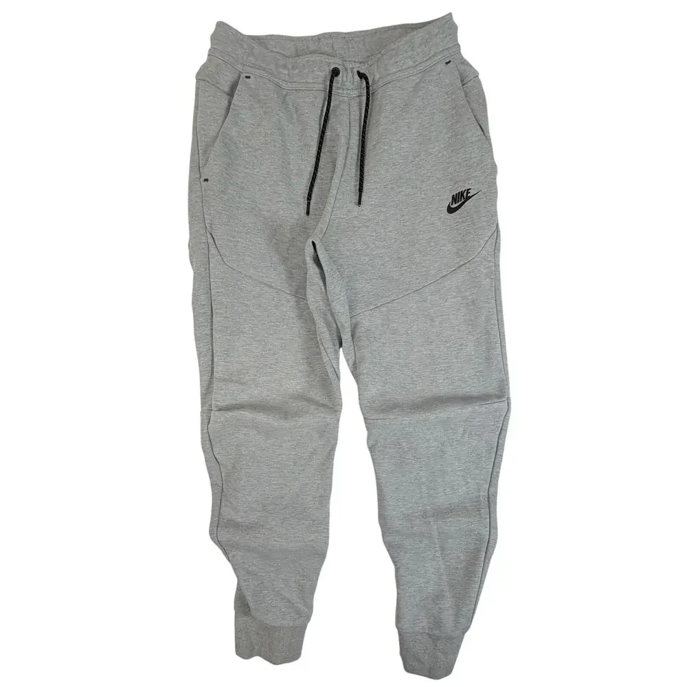 Nike Tech Fleece Joggers Mens Small Gray Black Tapered Sweatpants Zip Pocket